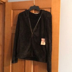 Junior girls black hooded fleece jacket